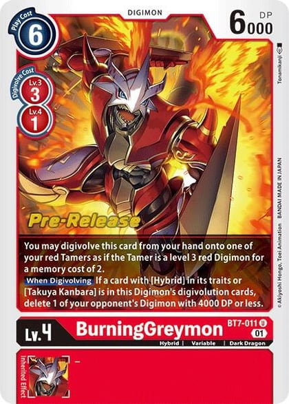 BurningGreymon, Next Adventure Pre-Release Cards BT7-011 U