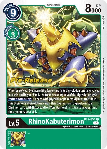 Rhinokabuterimon, Next Adventure Pre-Release Cards BT7-051 U