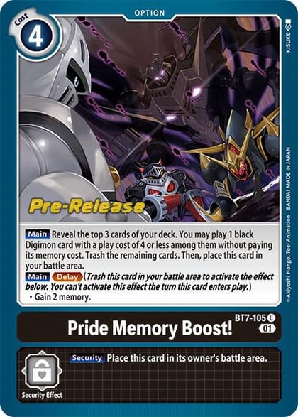 Pride Memory Boost!, Next Adventure Pre-Release Cards BT7-105 U