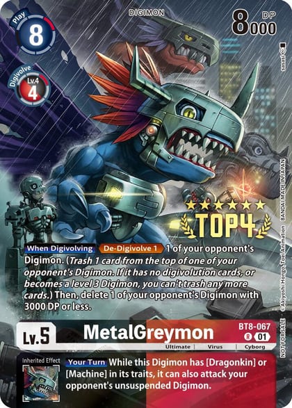 MetalGreymon (Digimon 3-On-3 Top 4), New Awakening BT8-067 R