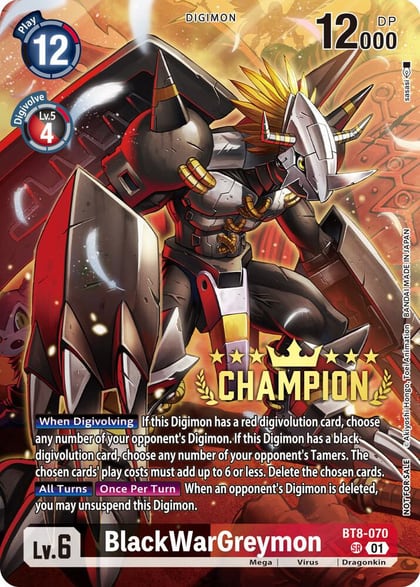 BlackWarGreymon (Digimon 3-On-3 Champion), New Awakening BT8-070 SR