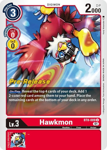 Hawkmon, New Awakening Pre-Release Cards BT8-009 U