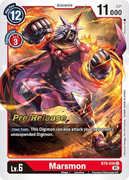 Marsmon, New Awakening Pre-Release Cards BT8-018 U