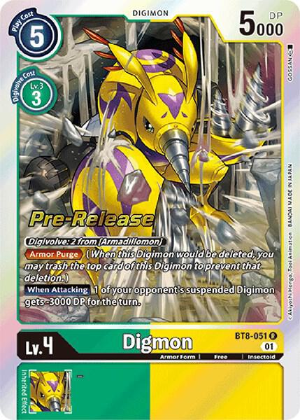 Digmon, New Awakening Pre-Release Cards BT8-051 R