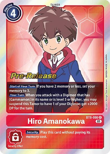 Hiro Amanokawa, New Awakening Pre-Release Cards BT8-086 R