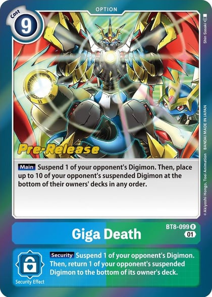 Giga Death, New Awakening Pre-Release Cards BT8-099 R