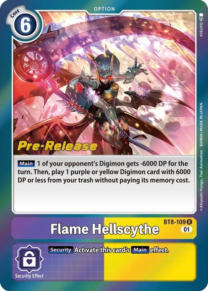Flame Hellscythe, New Awakening Pre-Release Cards BT8-109 R