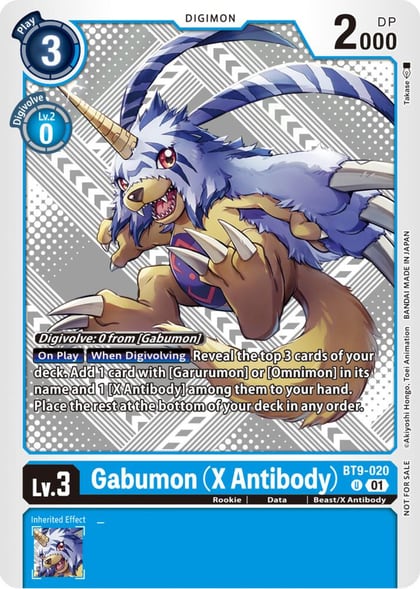 Gabumon (X Antibody) (Starter Deck 15 & 16 Pre-Release), X Record BT9-020 U
