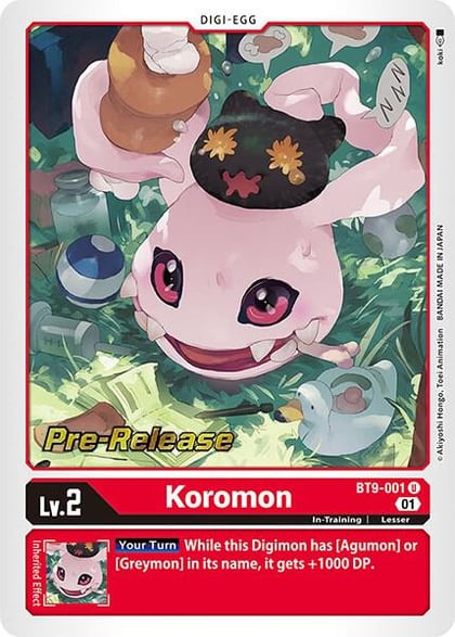 Koromon, X Record Pre-Release Cards BT9-001 U