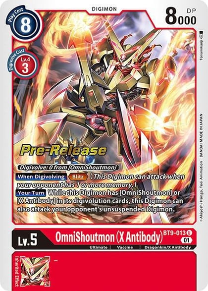 OmniShoutmon (X Antibody), X Record Pre-Release Cards BT9-013 U