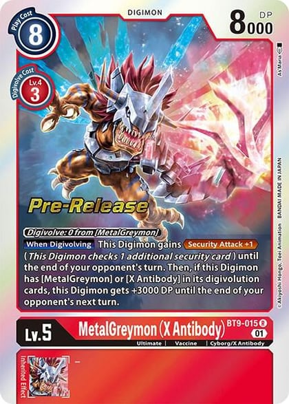 MetalGreymon (X Antibody), X Record Pre-Release Cards BT9-015 R