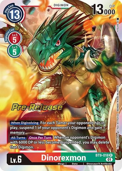 Dinorexmon, X Record Pre-Release Cards BT9-018 R