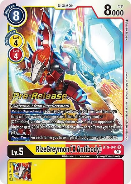 RizeGreymon (X Antibody), X Record Pre-Release Cards BT9-041 R
