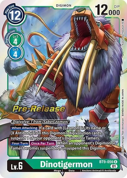 Dinotigermon, X Record Pre-Release Cards BT9-056 R