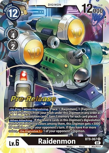 Raidenmon, X Record Pre-Release Cards BT9-067 R