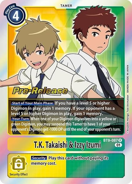 T.K. Takaishi & Izzy Izumi, X Record Pre-Release Cards BT9-087 R