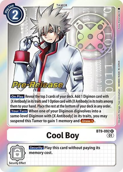 Cool Boy, X Record Pre-Release Cards BT9-092 R