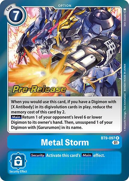 Metal Storm, X Record Pre-Release Cards BT9-097 R