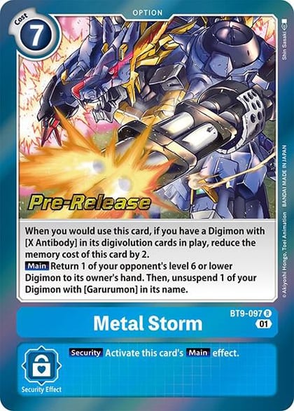 Metal Storm, X Record Pre-Release Cards BT9-097 R
