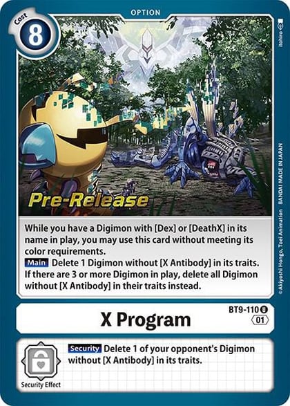 X Program, X Record Pre-Release Cards BT9-110 U