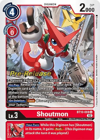 Shoutmon, Xros Encounter Pre-Release Cards BT10-008 U