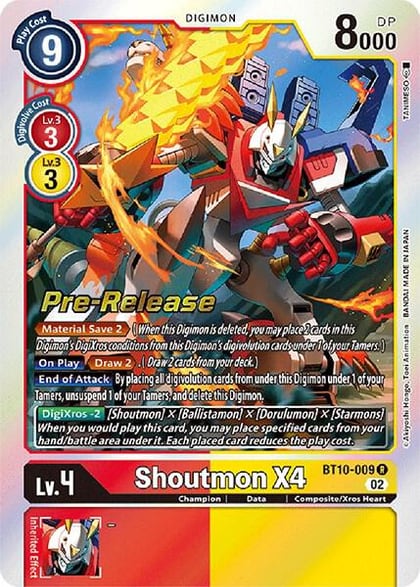 Shoutmon X4, Xros Encounter Pre-Release Cards BT10-009 R