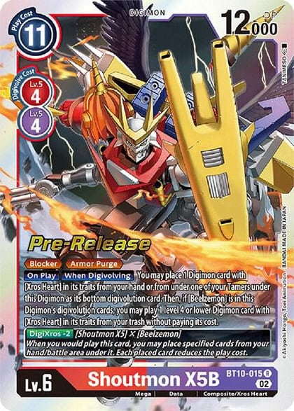 Shoutmon X5B, Xros Encounter Pre-Release Cards BT10-015 R