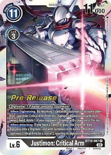 Justimon: Critical Arm, Xros Encounter Pre-Release Cards BT10-067 R
