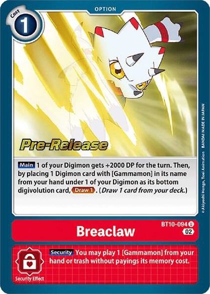 Breaclaw, Xros Encounter Pre-Release Cards BT10-094 U