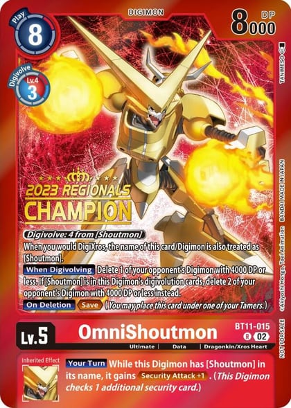 OmniShoutmon (2023 Regionals Champion), Dimensional Phase BT11-015 R