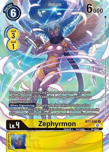 Zephyrmon (Alternate Art), Dimensional Phase BT7-036 U