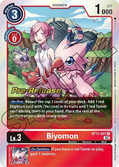 Biyomon, Dimensional Phase Pre-Release Cards BT11-007 R
