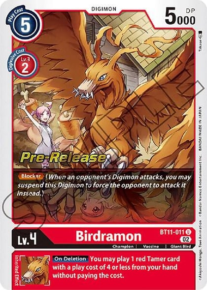 Birdramon, Dimensional Phase Pre-Release Cards BT11-011 U