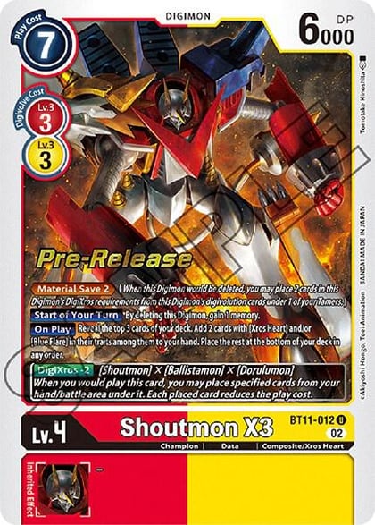 Shoutmon X3, Dimensional Phase Pre-Release Cards BT11-012 U