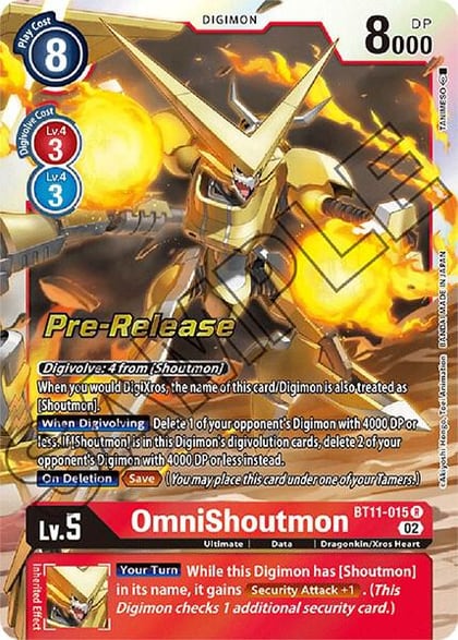OmniShoutmon, Dimensional Phase Pre-Release Cards BT11-015 R