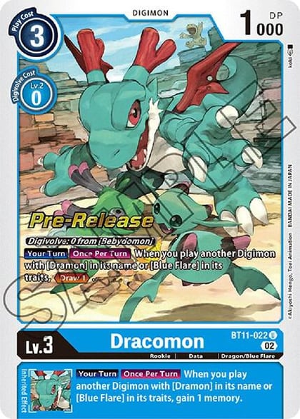 Dracomon, Dimensional Phase Pre-Release Cards BT11-022 U