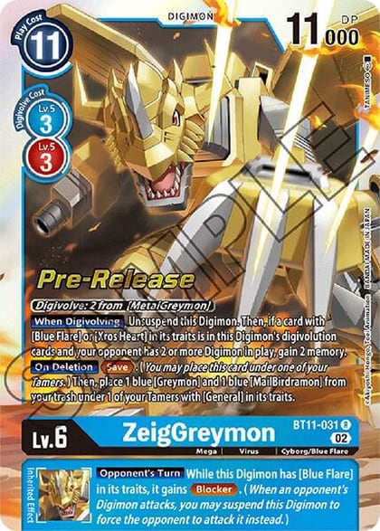 ZeigGreymon, Dimensional Phase Pre-Release Cards BT11-031 R
