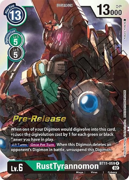 RustTyrannomon, Dimensional Phase Pre-Release Cards BT11-059 R