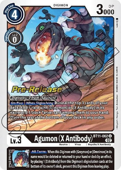 Agumon (X Antibody), Dimensional Phase Pre-Release Cards BT11-062 U