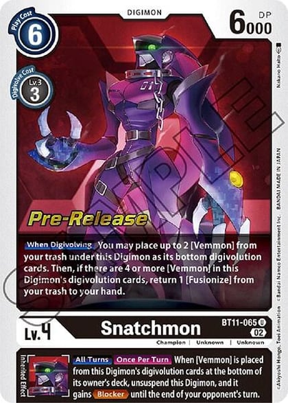Snatchmon, Dimensional Phase Pre-Release Cards BT11-065 U