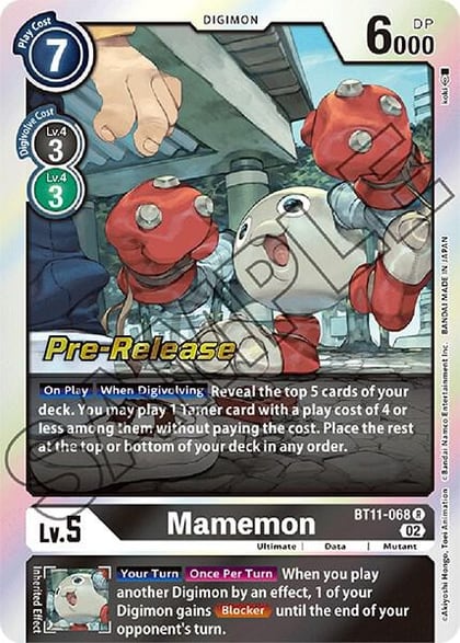 Mamemon, Dimensional Phase Pre-Release Cards BT11-068 R