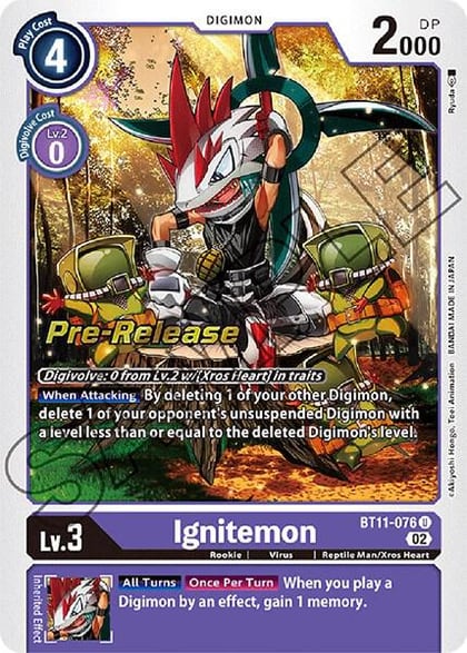 Ignitemon, Dimensional Phase Pre-Release Cards BT11-076 U