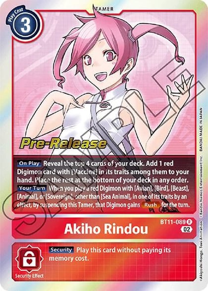 Akiho Rindou, Dimensional Phase Pre-Release Cards BT11-089 R