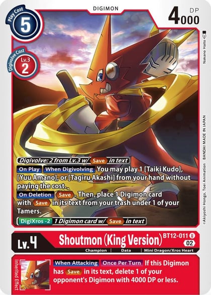 Shoutmon (King Version), Across Time BT12-011 U