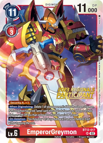 EmperorGreymon (2023 Regionals Participant), Across Time BT12-017 SR