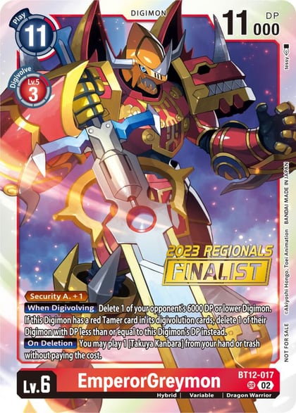 EmperorGreymon (2023 Regionals Finalist), Across Time BT12-017 SR