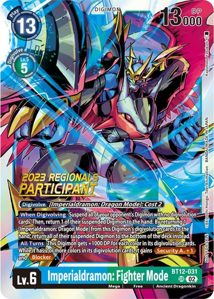 Imperialdramon: Fighter Mode (2023 Regionals Participant), Across Time BT12-031 SR