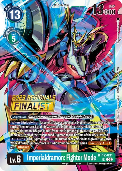 Imperialdramon: Fighter Mode (2023 Regionals Finalist), Across Time BT12-031 SR