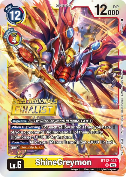ShineGreymon (2023 Regionals Finalist), Across Time BT12-043 SR