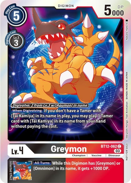 Greymon (Official Tournament Pack Vol.11), Across Time BT12-062 C